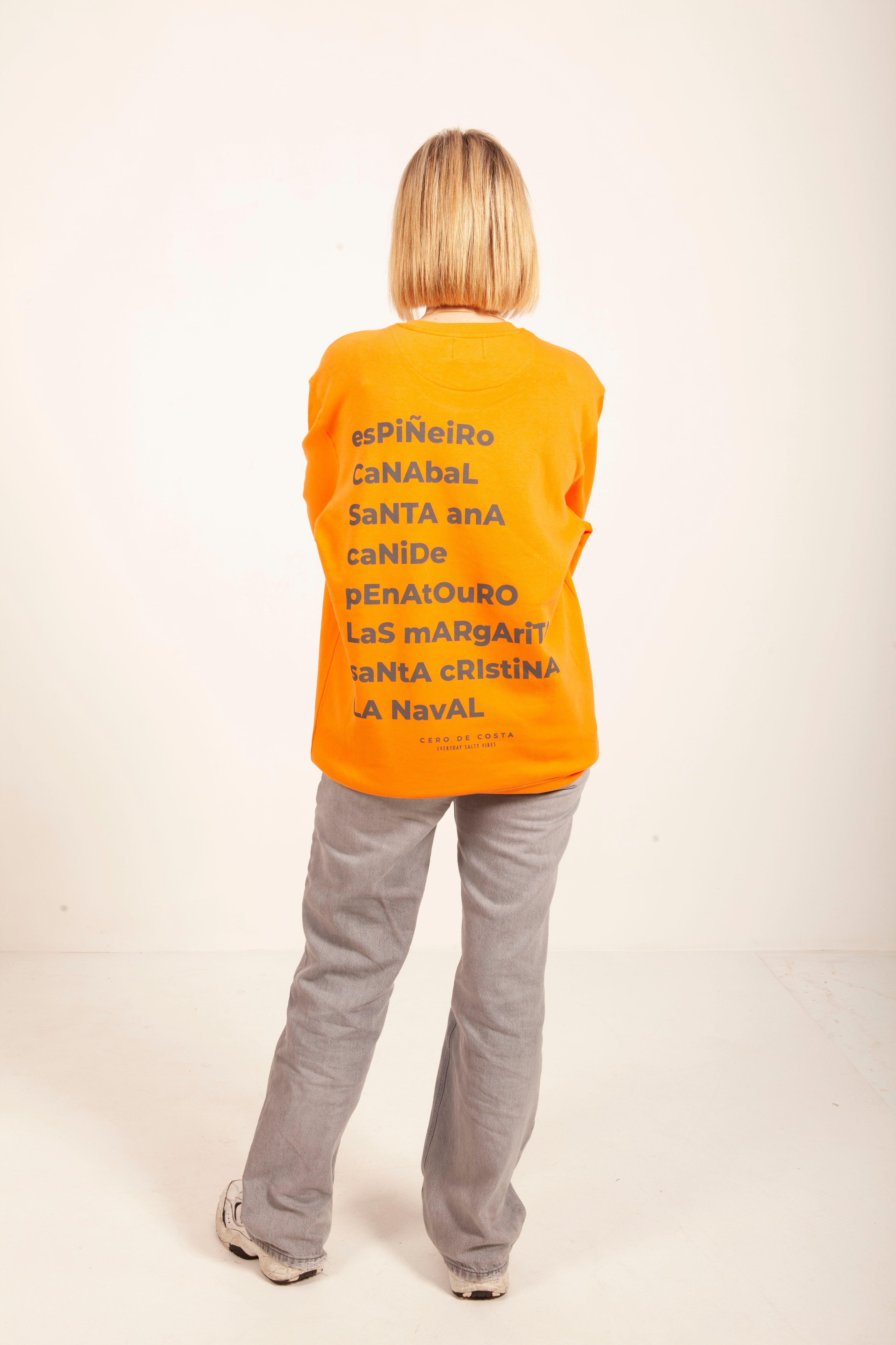SUDADERA NARANJA/ANTRACITA "MERA" SIN CAPUCHA